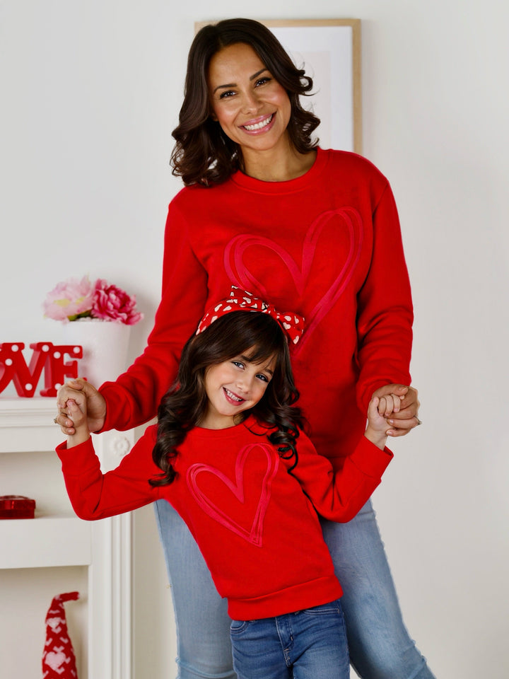 Mommy and Me Lovely Heart Embossed Sweatshirt Mia Belle Girls