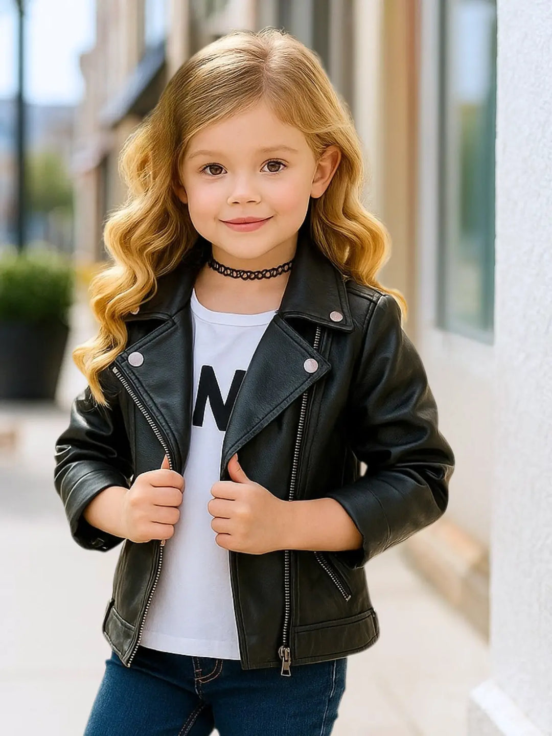 Girls Faux Leather Moto Jacket Mia Belle Girls