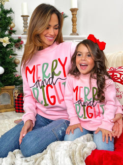 Mommy and Me Merry and Bright Graphic Sweatshirt