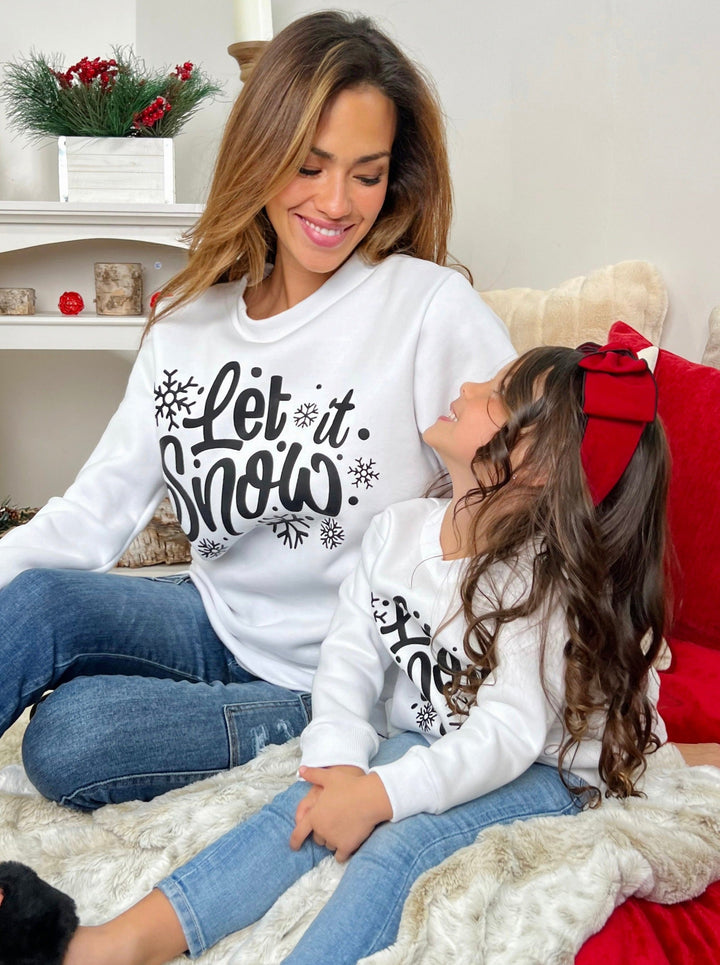 Mia Belle Girls | Let It Snow Pullover Sweater | Mommy & Me
