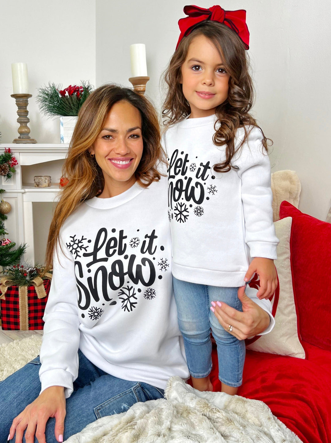 Mia Belle Girls | Let It Snow Pullover Sweater | Mommy & Me