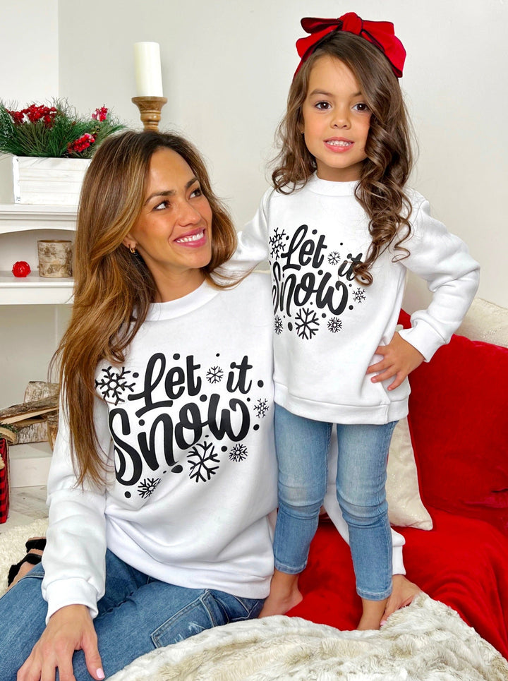 Mia Belle Girls | Let It Snow Pullover Sweater | Mommy & Me