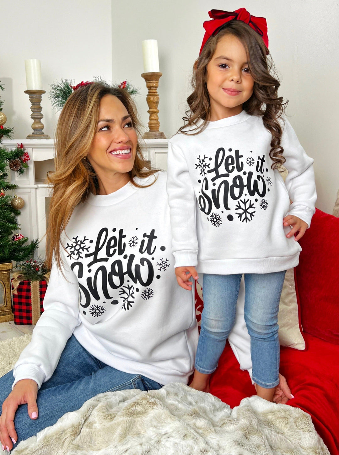 Mia Belle Girls | Let It Snow Pullover Sweater | Mommy & Me