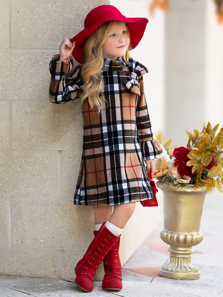 Classic Plaid Long Sleeve Shift Dress Mia Belle Girls