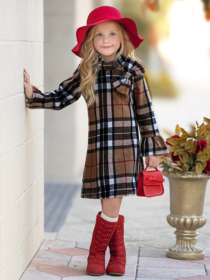 Classic Plaid Long Sleeve Shift Dress Mia Belle Girls