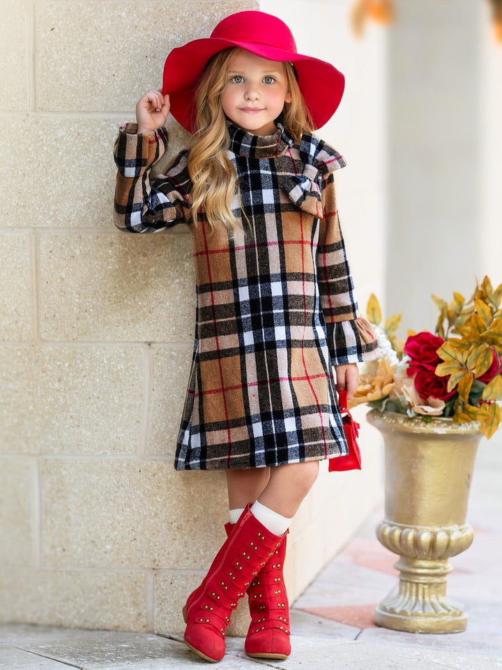 Classic Plaid Long Sleeve Shift Dress Mia Belle Girls