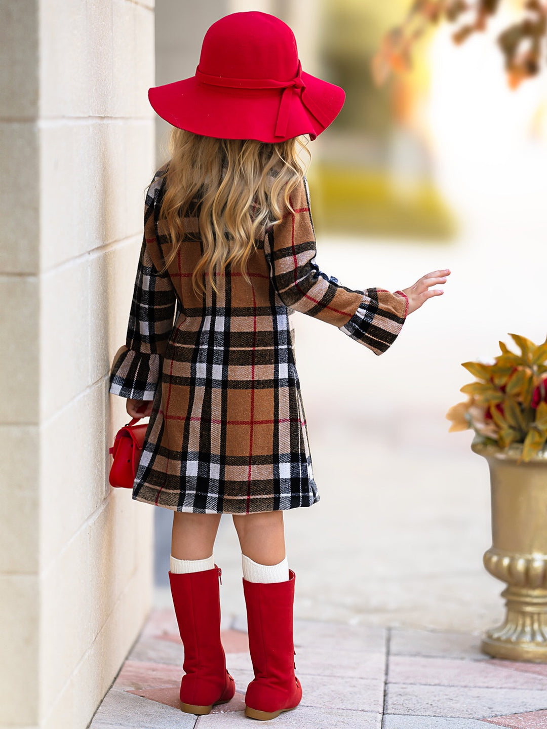 Classic Plaid Long Sleeve Shift Dress Mia Belle Girls
