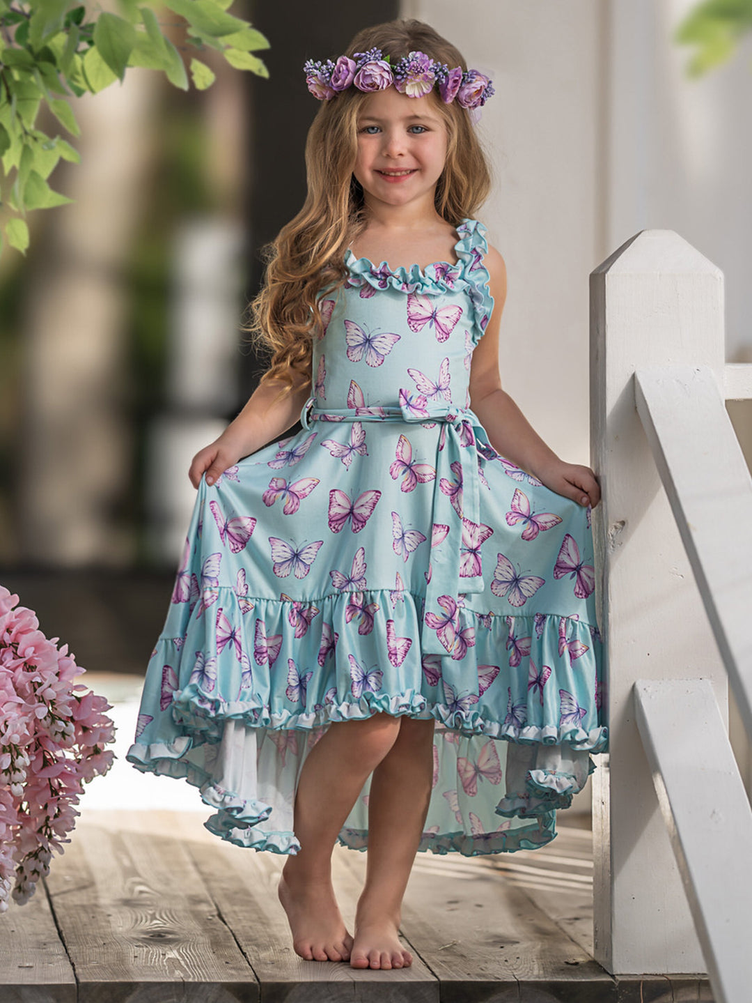 Give Me Butterflies Hi-Lo Ruffle Dress Mia Belle Girls