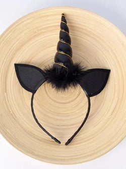 Girls Black Unicorn Headband