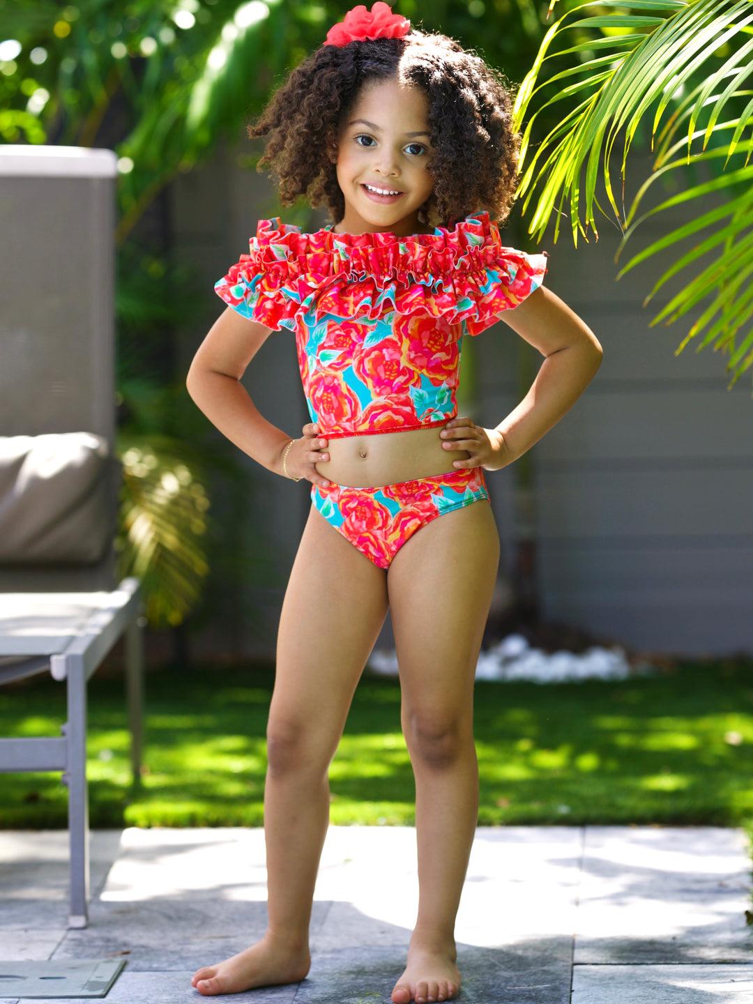 Tropical Garden Ruffle Tankini Two Piece Swimsuit Mia Belle Girls