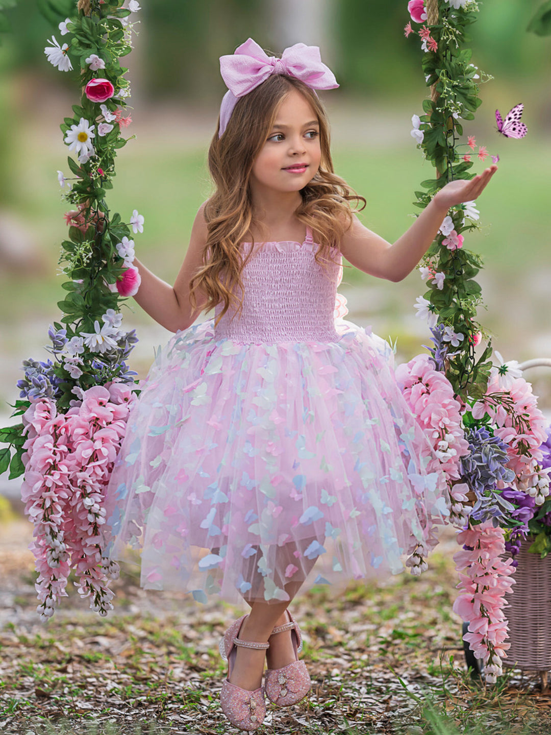 smocked dresses for girls Celestine Red Floral Dress First Communion Royal Butterfly Fairy Smocked Dress