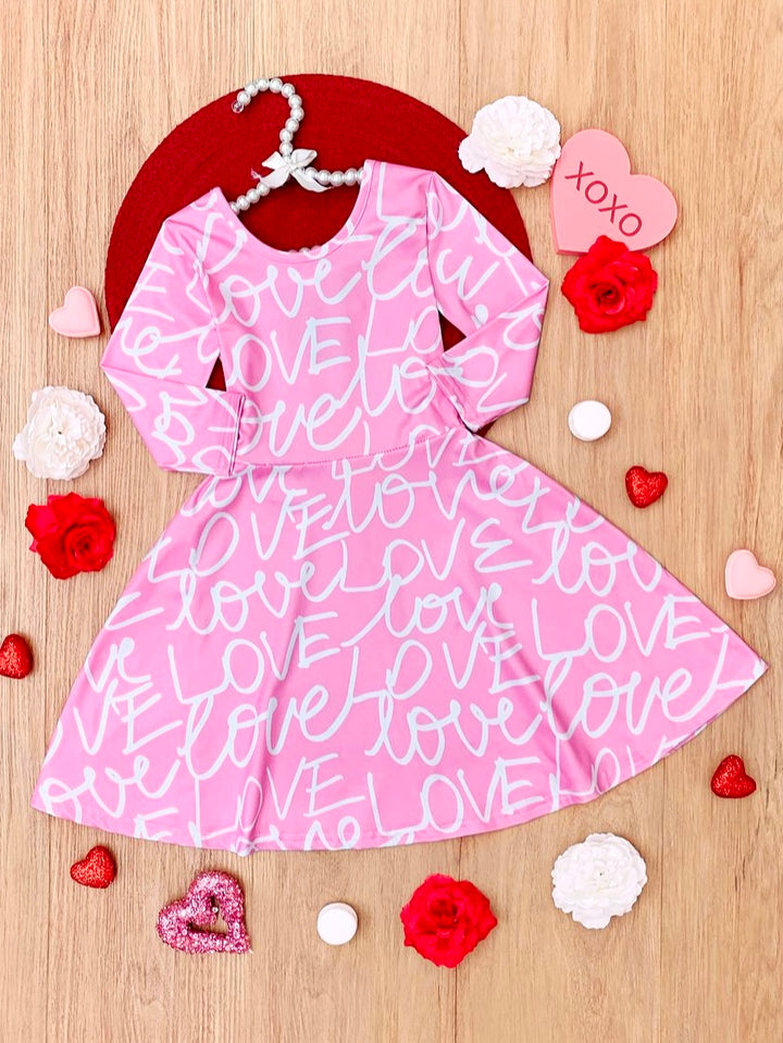 Love Letters Twirly Long Sleeve Skater Dress Mia Belle Girls