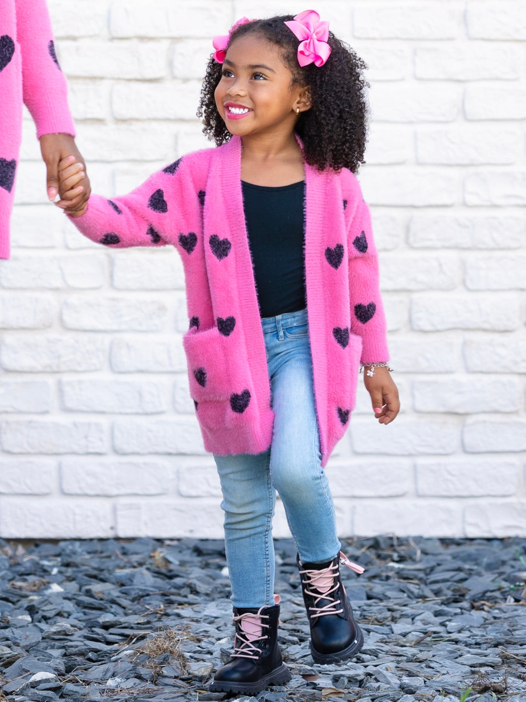 I Love You Lots Pink Oversized Heart Cardigan Mia Belle Girls