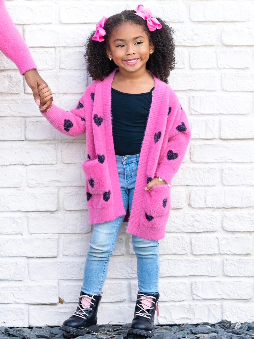 I Love You Lots Pink Oversized Heart Cardigan Mia Belle Girls