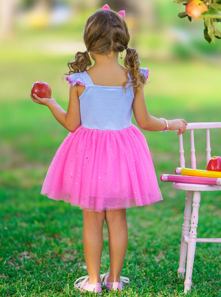 Sweetest Student Pink Apple Shimmer Tutu Dress Mia Belle Girls