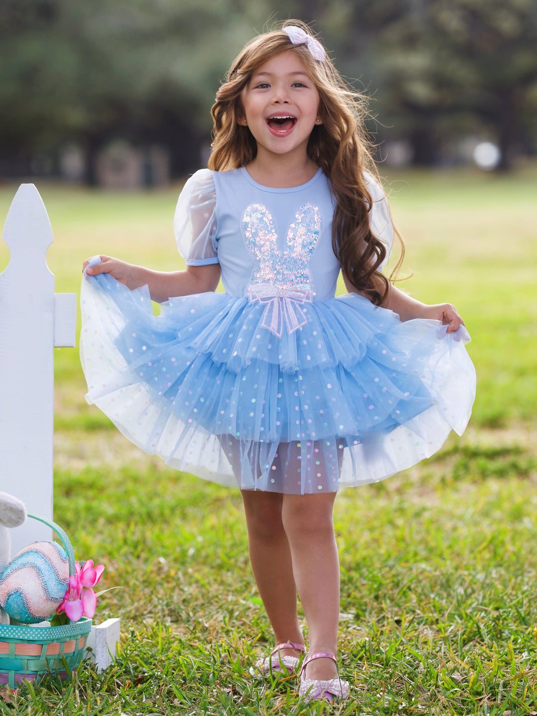 Sequin Bunny Ruffle Tulle Easter Dress