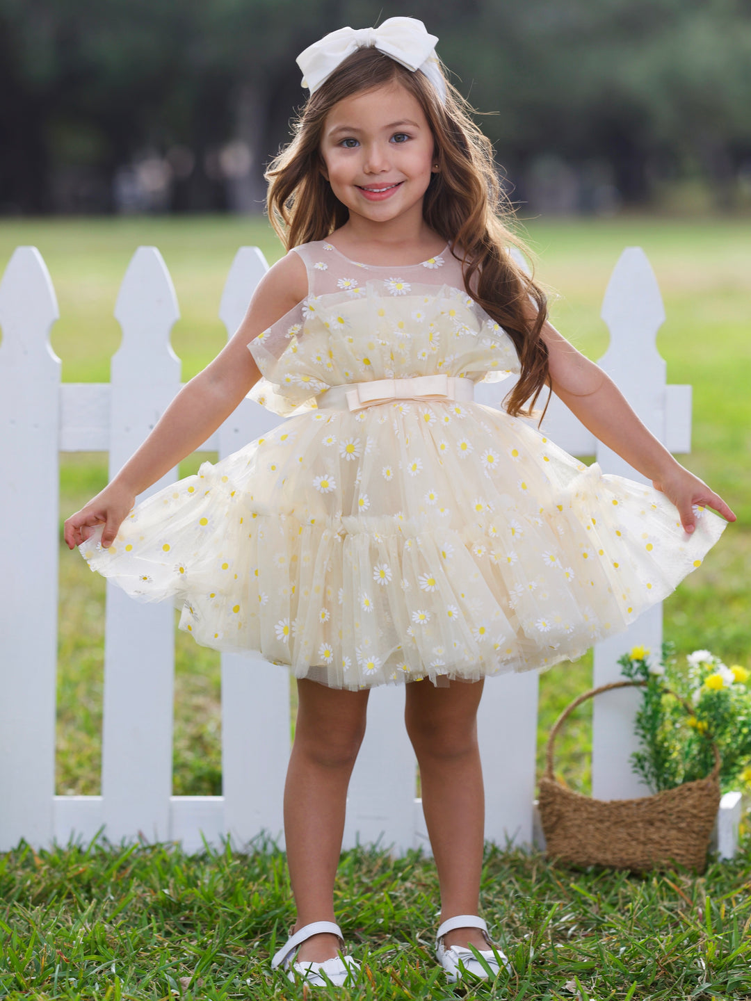 Sunshine Daisy Embroidered Floral Tutu Dress