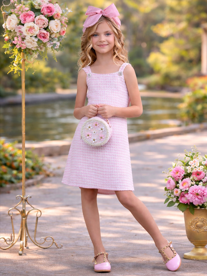 Tweed Charm Double Bow Spring Dress Mia Belle Girls