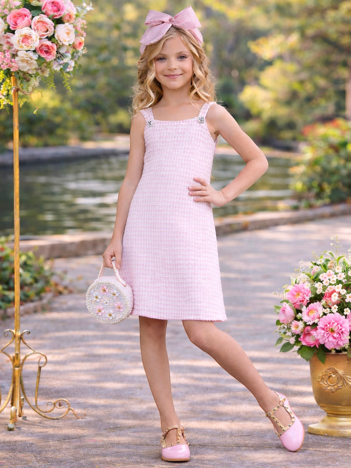 Tweed Charm Double Bow Spring Dress Mia Belle Girls