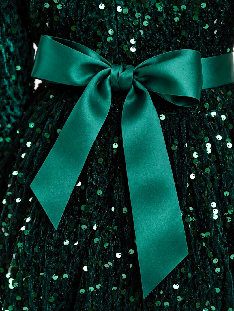 Emerald Elegance Sequin Dress