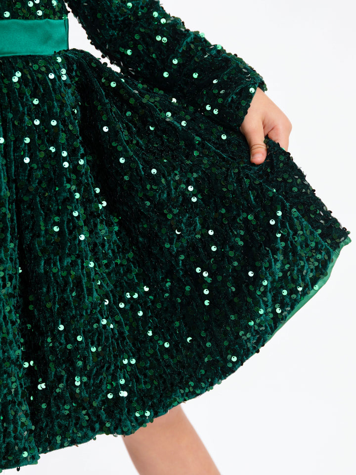 Emerald Elegance Sequin Dress
