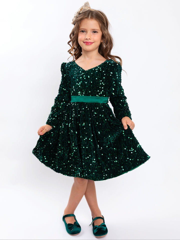 Emerald Elegance Sequin Dress