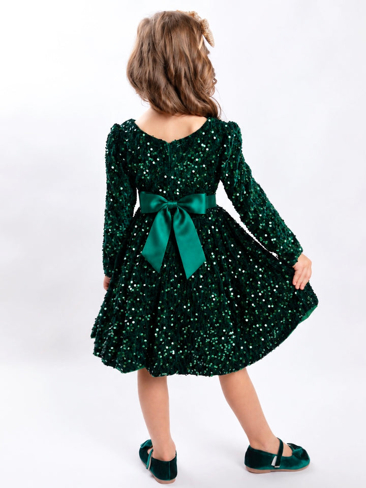 Emerald Elegance Sequin Dress