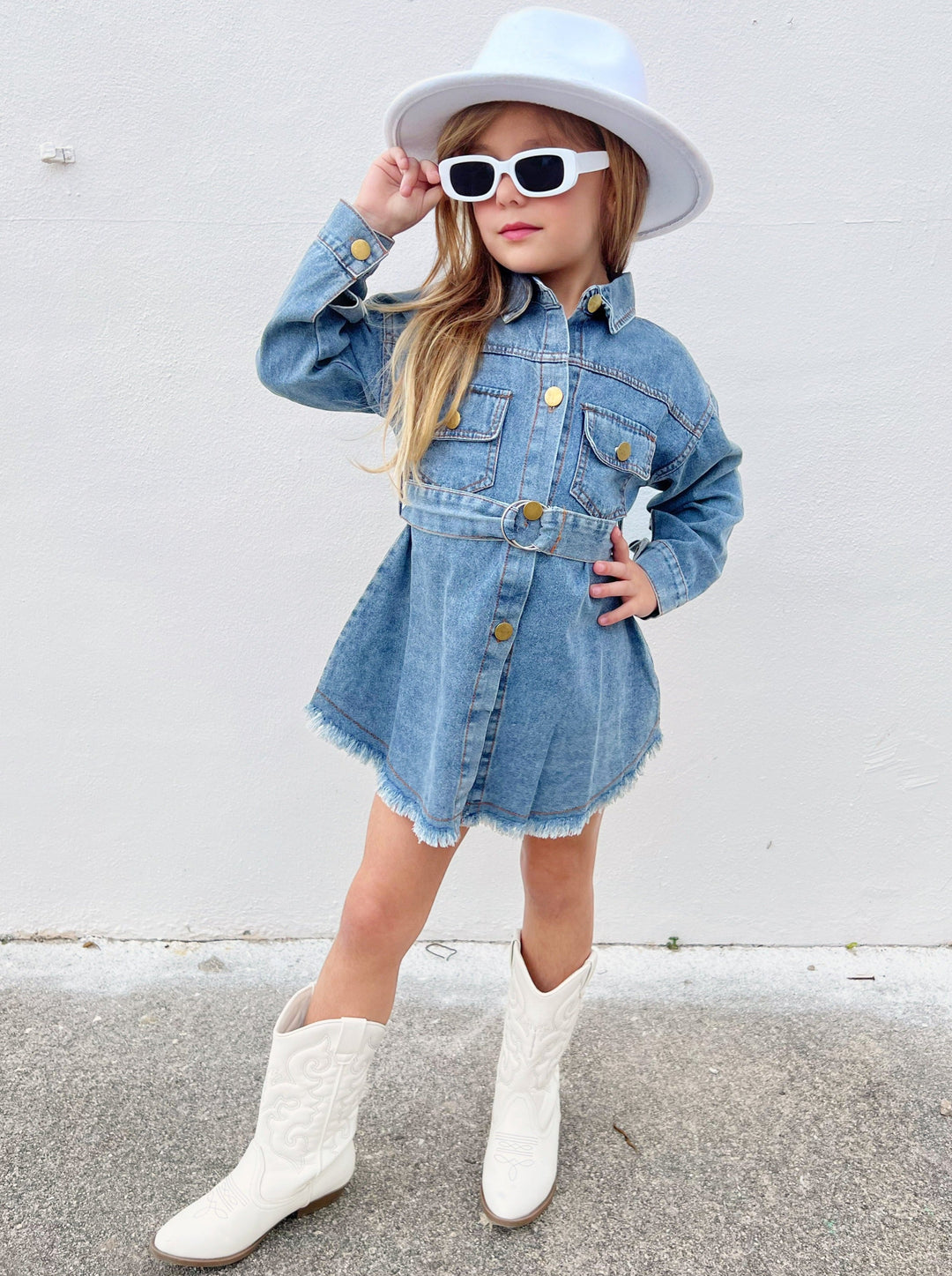 A Day In The Sun Belted Denim Dress Blue / 4T A Day In The Sun Belted Denim Dress Blue / 4T