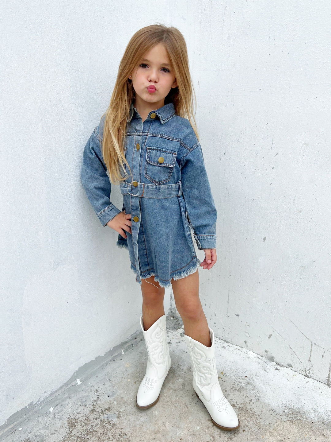 A Day In The Sun Belted Denim Dress Blue / 4T A Day In The Sun Belted Denim Dress Blue / 4T