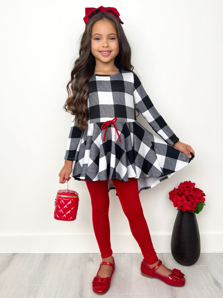 Plaid Hi-Lo Tunic and Legging Set Mia Belle Girls