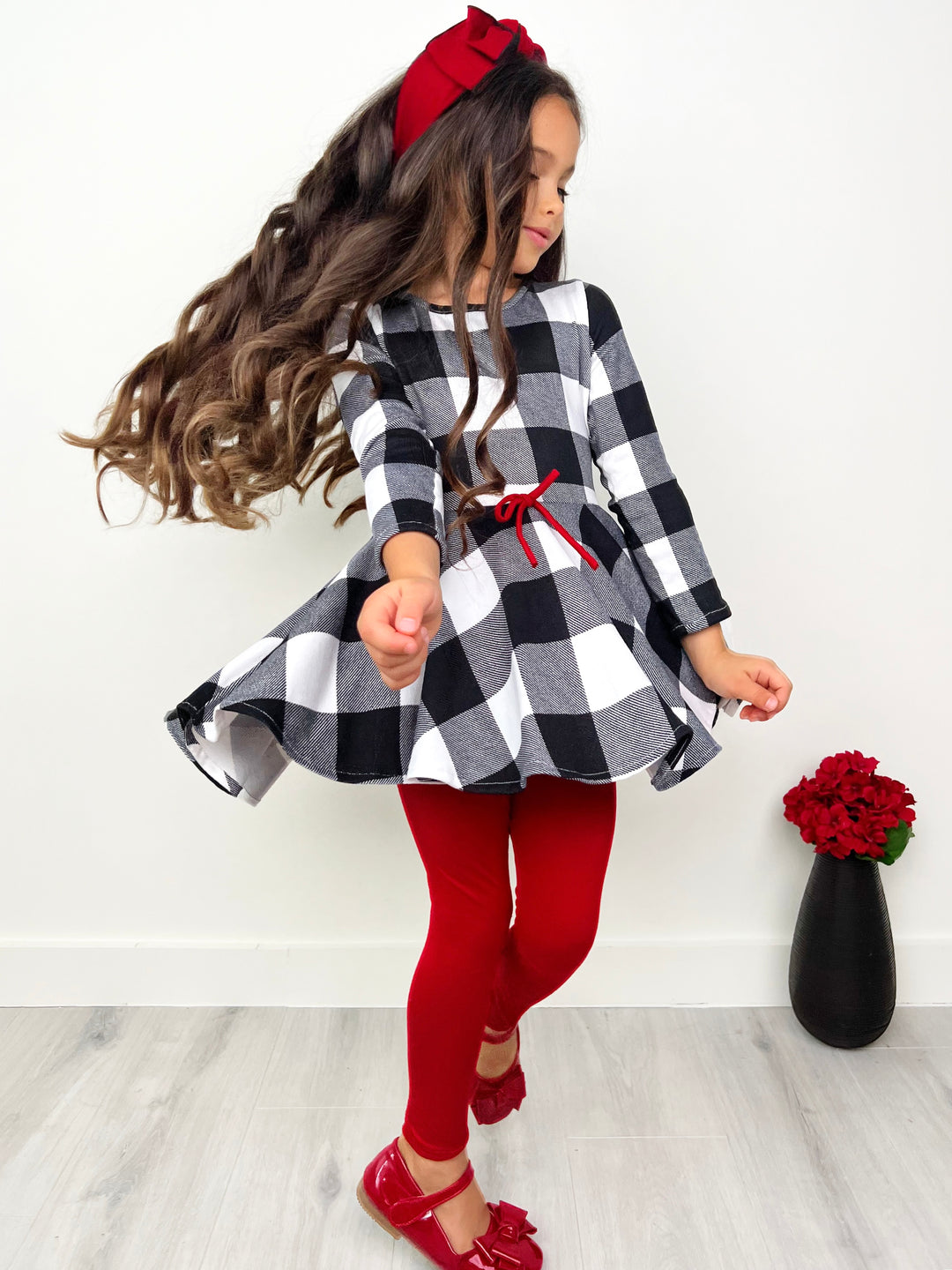 Plaid Hi-Lo Tunic and Legging Set Mia Belle Girls