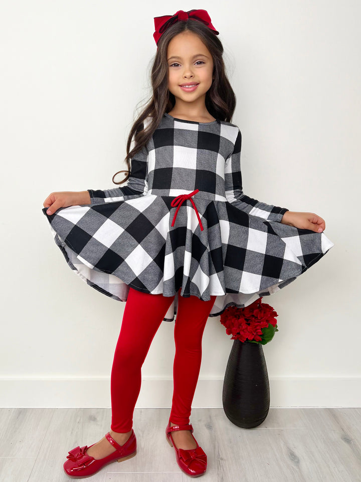 Plaid Hi-Lo Tunic and Legging Set Mia Belle Girls