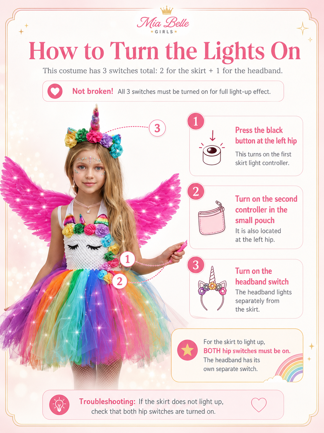 Unicorn of Light LED Tutu Costume Dress with Headband