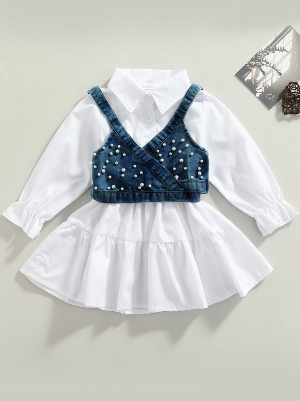 Delicate Dream Dress And Denim Vest Set Mia Belle Girls