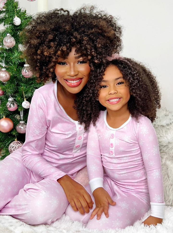 Mia Belle Girls Snowflake Winter Pajamas | Mommy and Me Pajamas