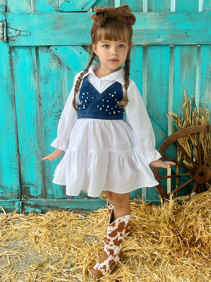 Delicate Dream Dress And Denim Vest Set Mia Belle Girls