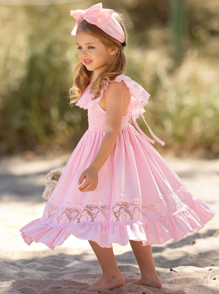 toddler girl dress Spring Chic Lace Maxi Oyster Dressing 126SampleSale Let its beautiful design Color:Blue Tiffany