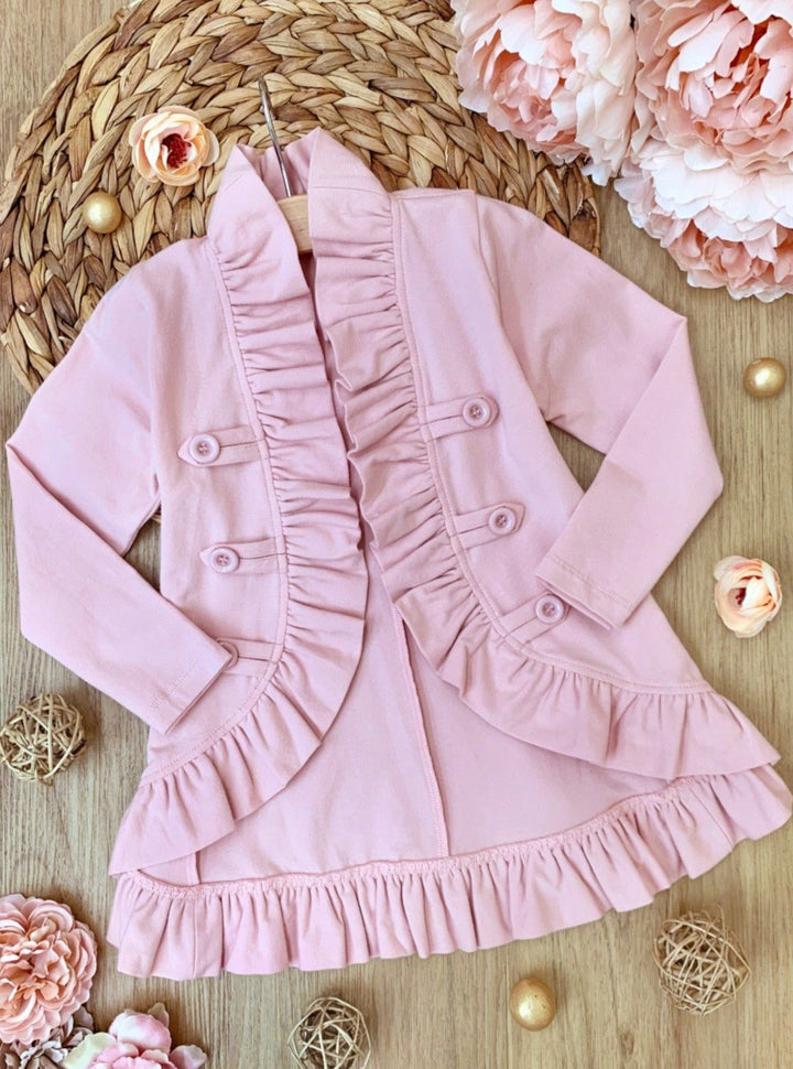 Mommy & Me Cardigans | Pink Ruffled Blazer Cardigan | Mia Belle Girls