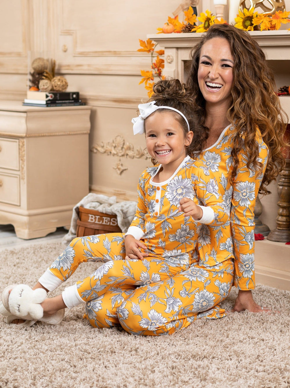 Mommy and Me Matching Outfits | Fall Floral Long Sleeve Pajamas 