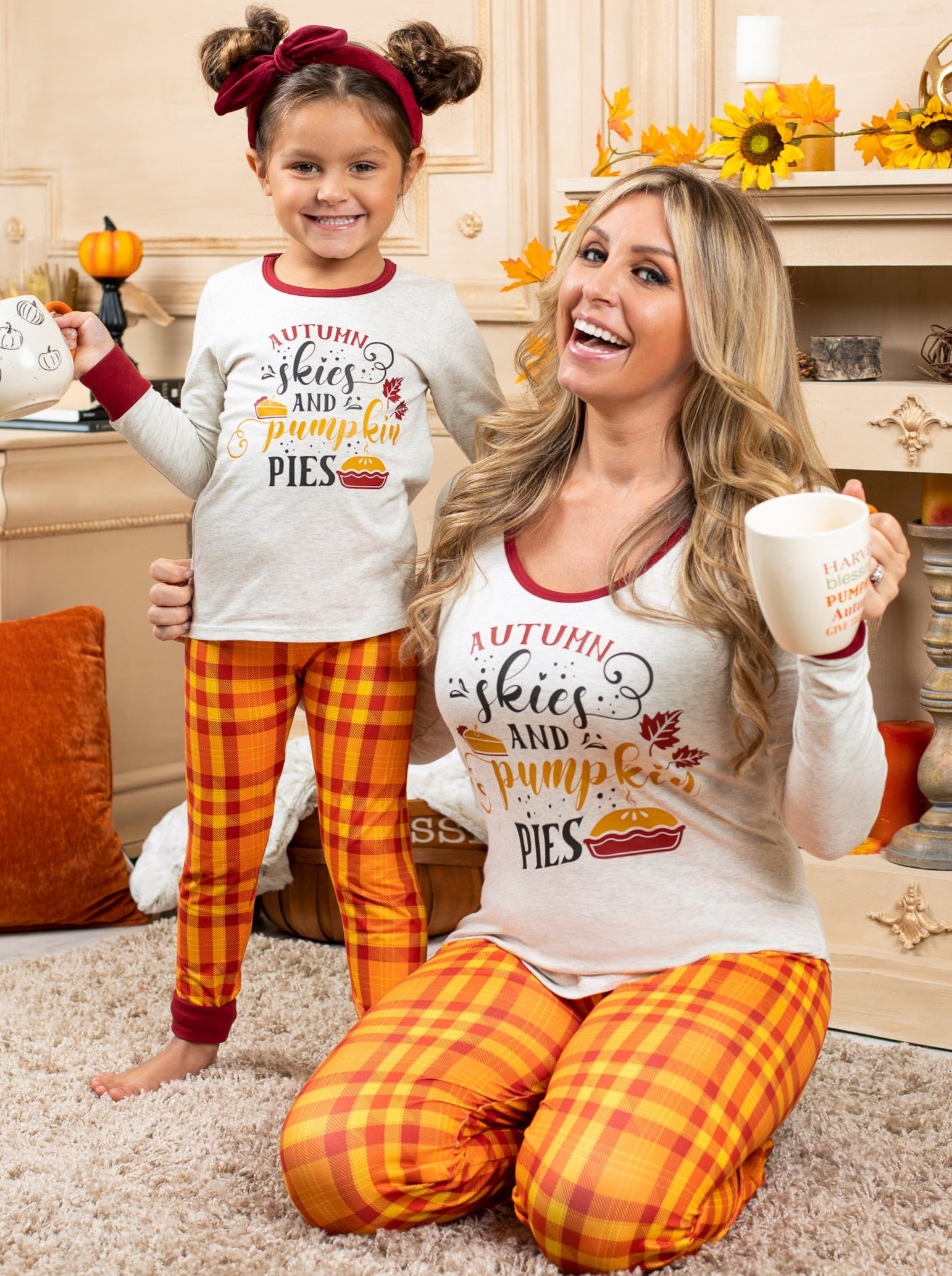 Mommy and Me Autumn Skies and Pumpkin Pies Pajama Set – Mia Belle