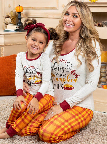 Mommy and Me Autumn Skies and Pumpkin Pies Pajama Set – Mia Belle