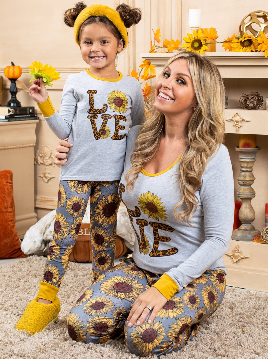 Mommy & Me Matching Pajamas | Love Sunflowers Long Sleeve Pajama Set