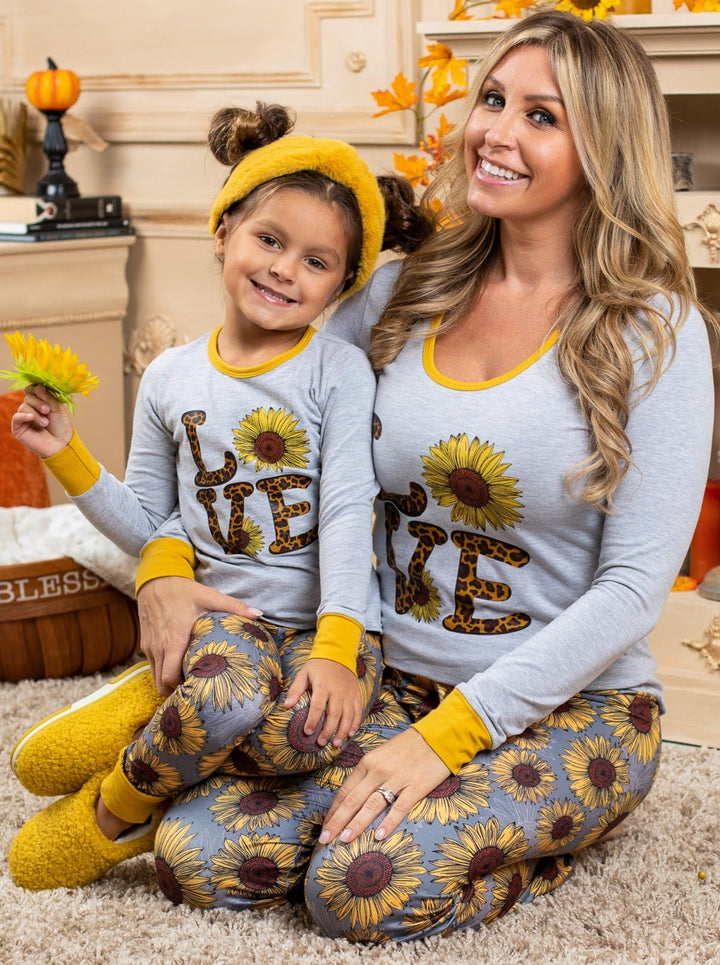 Mommy & Me Matching Pajamas | Love Sunflowers Long Sleeve Pajama Set