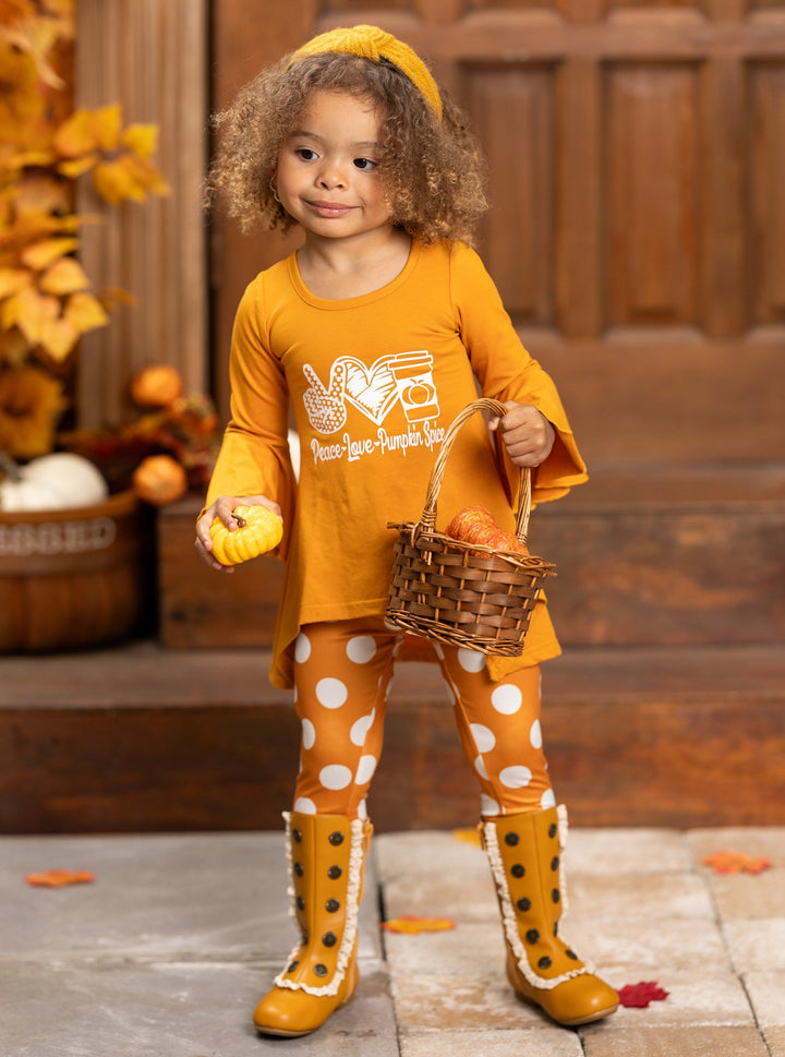 Toddler Fall Outfits | Pumpkin Spice Tunic & Polka Dot Legging Set