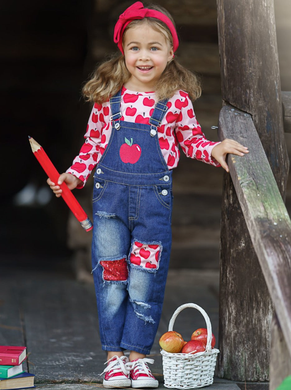 Apple Vision Top & Patched Denim Overall Set
