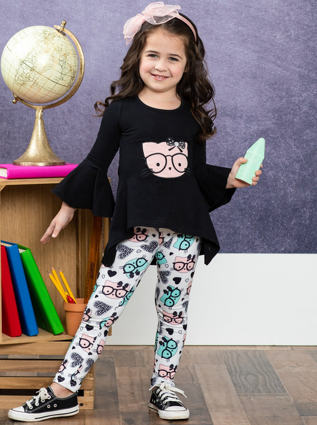 First Day of School | Kitten Tunic & Legging Set | Mia Belle Girls