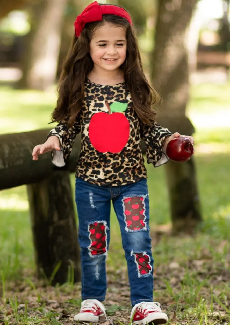 First Day of School | Leopard Top & Patched Jeans | Mia Belle Girls