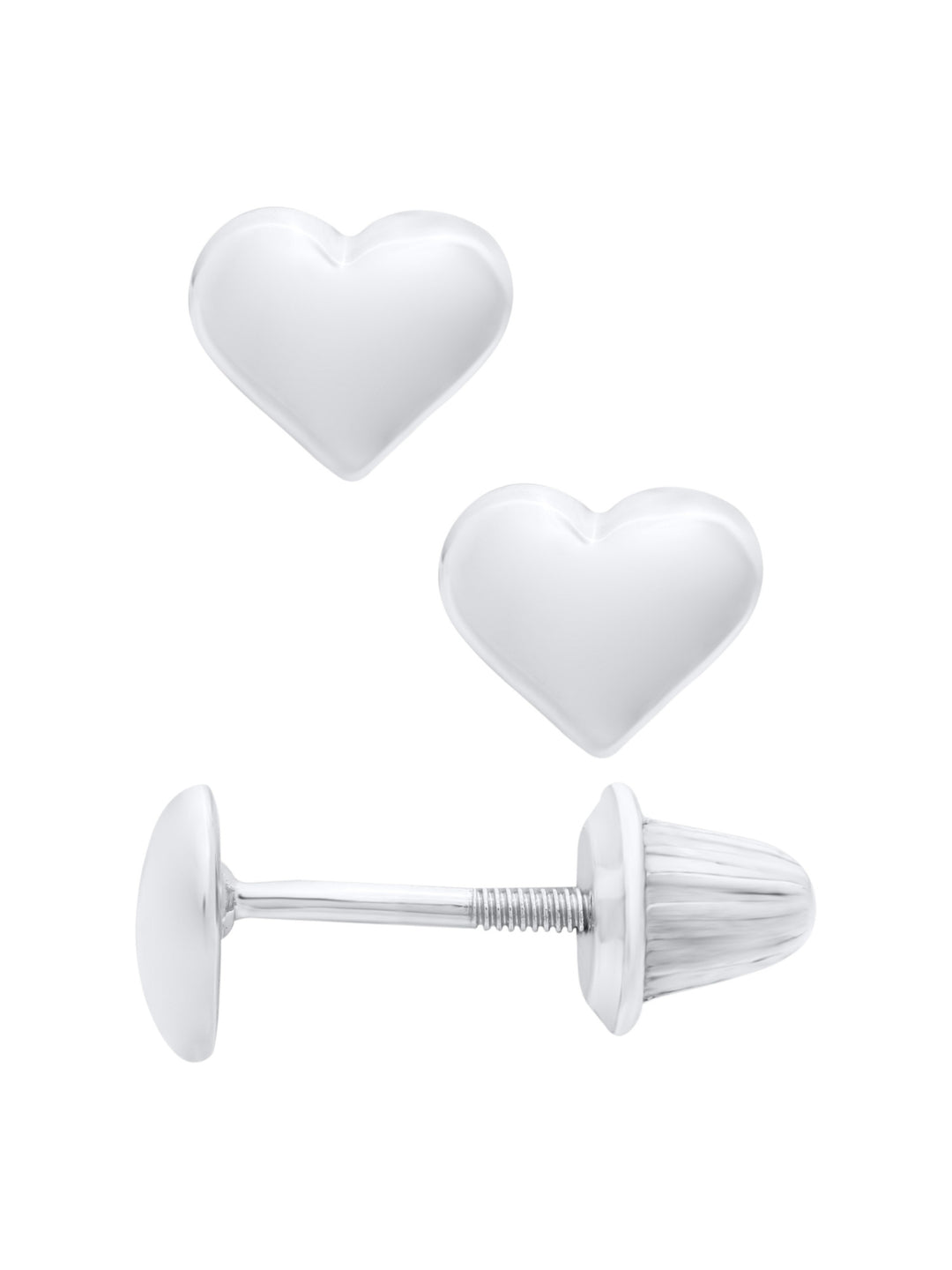 Girls Premium Sterling Silver Classic Heart Stud Earrings