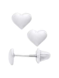 Girls Premium Sterling Silver Classic Heart Stud Earrings