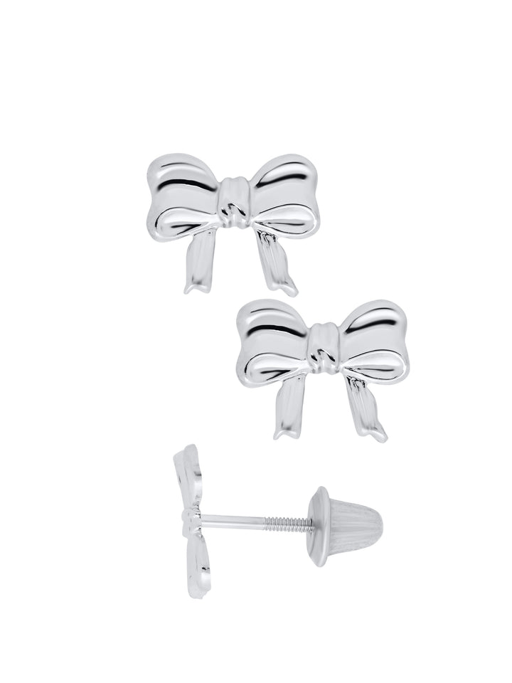 Girls Premium Sterling Silver Bow Knot Stud Earrings